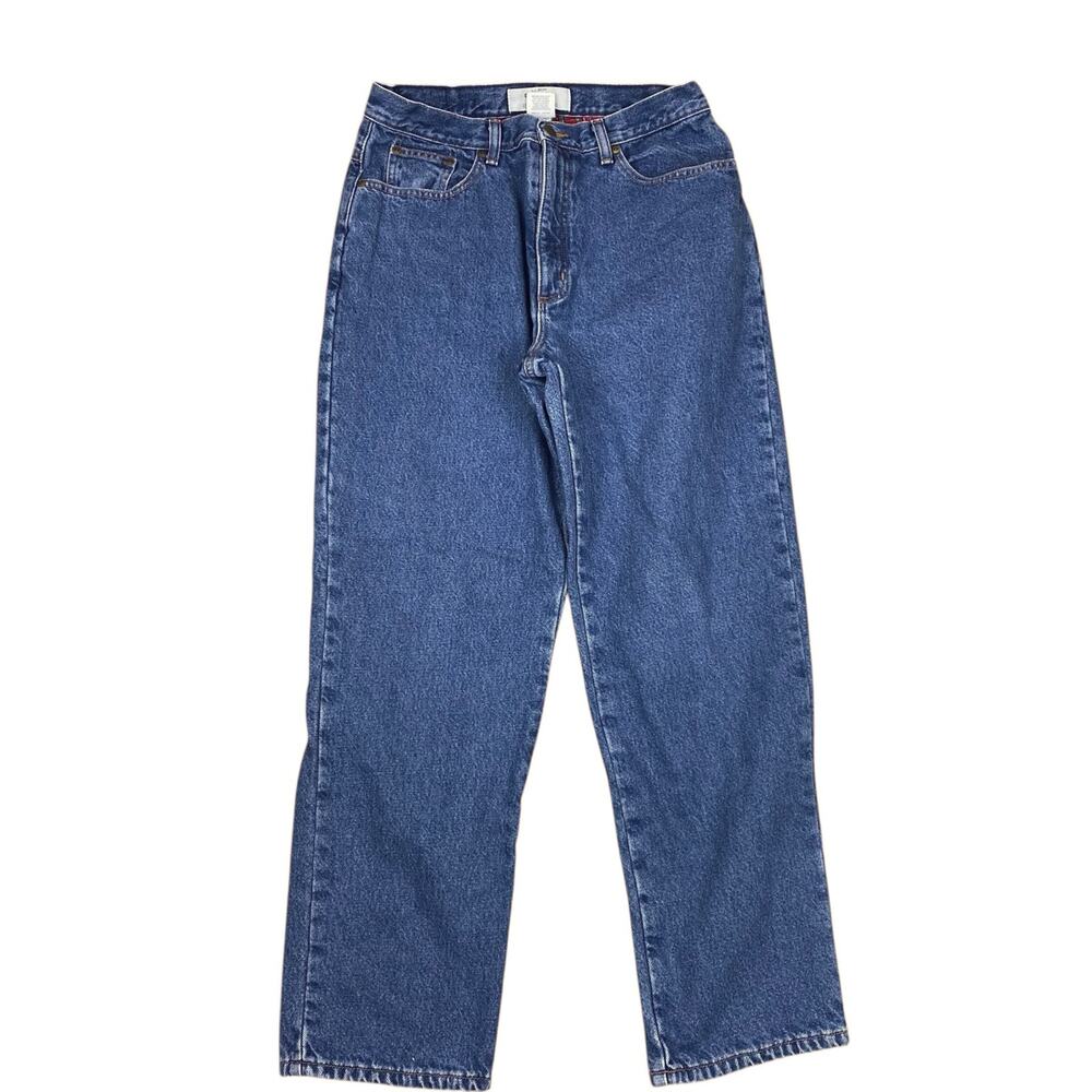 Vintage L.L. Bean Flannel Lined Jeans Size 14 Red Plaid